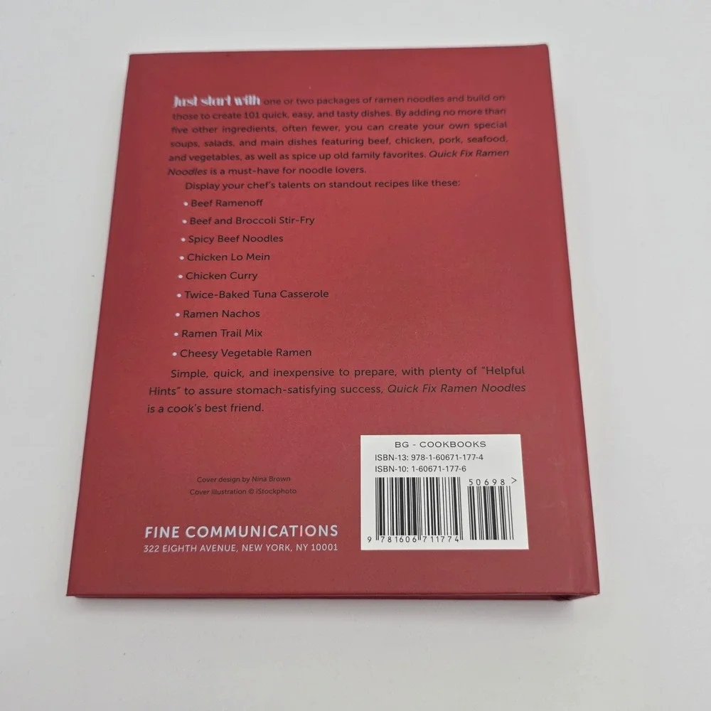Toni Patrick Quick‎ Fix Ramen Noodles Cookbook Hardcover Red 101 Simple Recipes